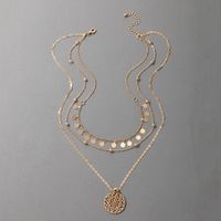 Fashion 3-layer Hollow Tassel Disc Necklace main image 5