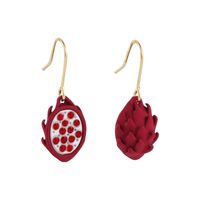 Korean Style Asymmetric Rhinestone Red Heart Dragon Fruit Earrings main image 6