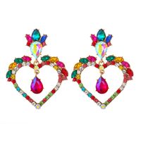Fashion  Heart-shaped Alloy Diamond Earrings main image 1