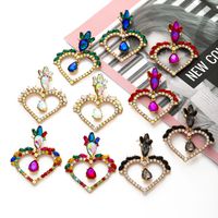 Fashion  Heart-shaped Alloy Diamond Earrings main image 5