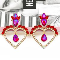 Fashion  Heart-shaped Alloy Diamond Earrings main image 4