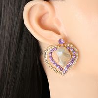 55225 أزياء الماس الأرجواني الشخصية على شكل قلب سبيكة مرصعة بالألماس والأقراط والأقراط والأذنين الأوروبية والأمريكية main image 6