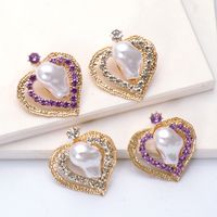 55225 أزياء الماس الأرجواني الشخصية على شكل قلب سبيكة مرصعة بالألماس والأقراط والأقراط والأذنين الأوروبية والأمريكية main image 5