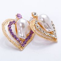 55225 أزياء الماس الأرجواني الشخصية على شكل قلب سبيكة مرصعة بالألماس والأقراط والأقراط والأذنين الأوروبية والأمريكية main image 4