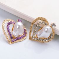 55225 أزياء الماس الأرجواني الشخصية على شكل قلب سبيكة مرصعة بالألماس والأقراط والأقراط والأذنين الأوروبية والأمريكية main image 3