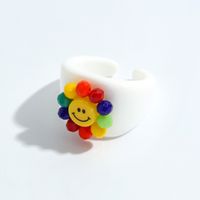 Cute Creative Smiley Face Color Opening Ring main image 1