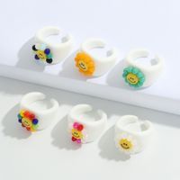 Cute Creative Smiley Face Color Opening Ring main image 6