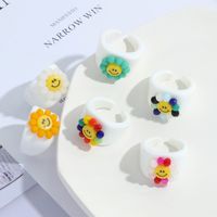 Cute Creative Smiley Face Color Opening Ring main image 5