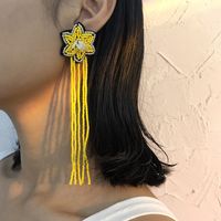 Bohemian Style Flower Tassel Long Earrings main image 6