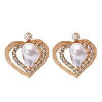 55225 أزياء الماس الأرجواني الشخصية على شكل قلب سبيكة مرصعة بالألماس والأقراط والأقراط والأذنين الأوروبية والأمريكية sku image 2