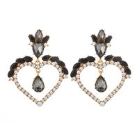 Fashion  Heart-shaped Alloy Diamond Earrings sku image 2