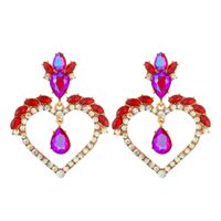 Fashion  Heart-shaped Alloy Diamond Earrings sku image 3