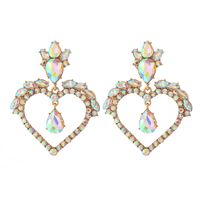 Fashion  Heart-shaped Alloy Diamond Earrings sku image 4