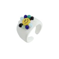 Cute Creative Smiley Face Color Opening Ring sku image 1