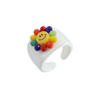 Cute Creative Smiley Face Color Opening Ring sku image 2