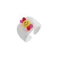 Cute Creative Smiley Face Color Opening Ring sku image 3