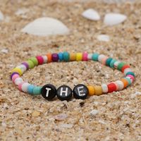 Bohemian Style Simple Glass Colored Millet Beads Letter Beaded Bracelet sku image 2
