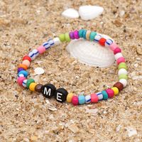 Bohemian Style Simple Glass Colored Millet Beads Letter Beaded Bracelet sku image 16