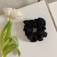 Korean Style Fashionable Solid Color Pleated Large Intestine Hair Ring Pleated Fabric Intestine Hair Rope Large Ponytail Rubber Band Hair Accessories Ladies sku image 2
