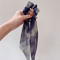Korean Smudge Ribbon Silk Scarf Hair Scrunchies sku image 1