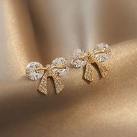 Korean Style Simple Diamond Butterfly Earrings sku image 1