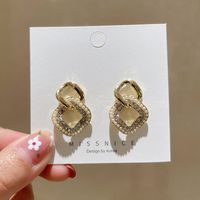 Korean Style Geometric Diamond-shape Pearl Earrings sku image 1