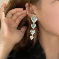 Korean Heart Shape Metallic Earrings main image 1