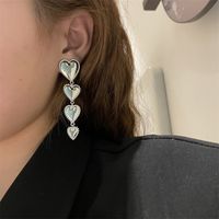 Korean Heart Shape Metallic Earrings main image 3