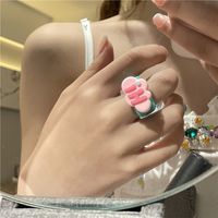 Fashion Letter Color Candy Color Resin Ring main image 3