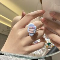 Fashion Letter Color Candy Color Resin Ring main image 4