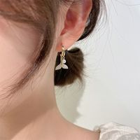 Korean Style Fashion Pearl Diamond Fishtail Earrings main image 4