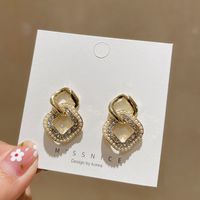 Korean Style Geometric Diamond-shape Pearl Earrings main image 1