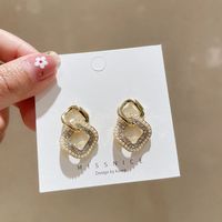 Korean Style Geometric Diamond-shape Pearl Earrings main image 3