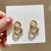 Boucles D'oreilles Perles Géométriques En Forme De Diamant De Style Coréen main image 4