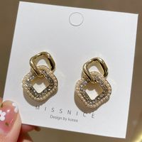 Korean Style Geometric Diamond-shape Pearl Earrings main image 5