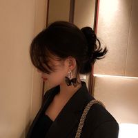 Korean Style Retro Fabric Bow Rhinestone Earrings main image 4