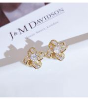 Fashion Simple Micro-inlaid Zircon Flower Earrings main image 3