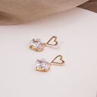 Korean Style Heart Shape Zircon Earrings main image 5