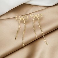 Korean Style Flash Diamond Lange Perlenschleife Ohrringe main image 5