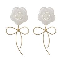 Korean Style White Flower Bowknot Earrings main image 6