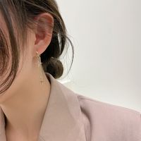Korean Style Simple Star Rhinestone Tassel Long Earrings main image 4