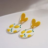 Simple Heart Shape Lemon Round Earrings main image 4