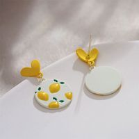 Simple Heart Shape Lemon Round Earrings main image 5