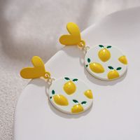 Simple Heart Shape Lemon Round Earrings main image 6