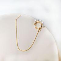 Korean Style Simple Pearl Tassel Long Ear Hook main image 2