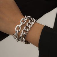 Punk Double Thick Chain Bracelet Set main image 1