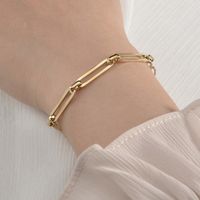 Tendance Personnalité Simple En Acier Inoxydable Plaqué 14k Bracelet En Or main image 4