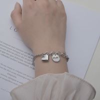 Simple Heart Letter Round Card Stainless Steel Bracelet main image 1