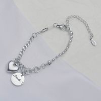 Simple Heart Letter Round Card Stainless Steel Bracelet main image 3