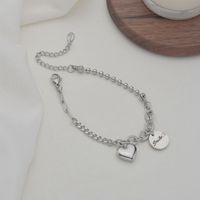 Simple Heart Letter Round Card Stainless Steel Bracelet main image 5